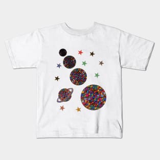 geometric digital abstract art of solar system Kids T-Shirt